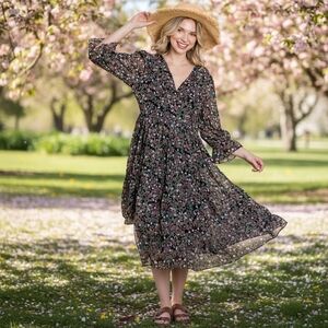 Sweet Magnolia Knee Length Floral Dress